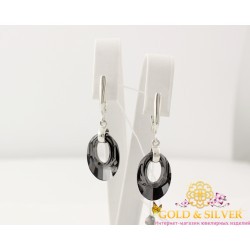 Жіночі сережки срібні з чорними кристалами Swarovski "Талісман" 2402с